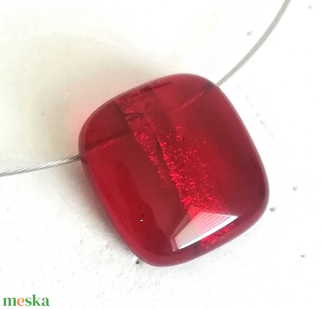 Rubinpiros üvegékszer,   ajándék nőknek, lányoknak, névnapra, születésnapra. - ékszer - ékszerszett - Meska.hu