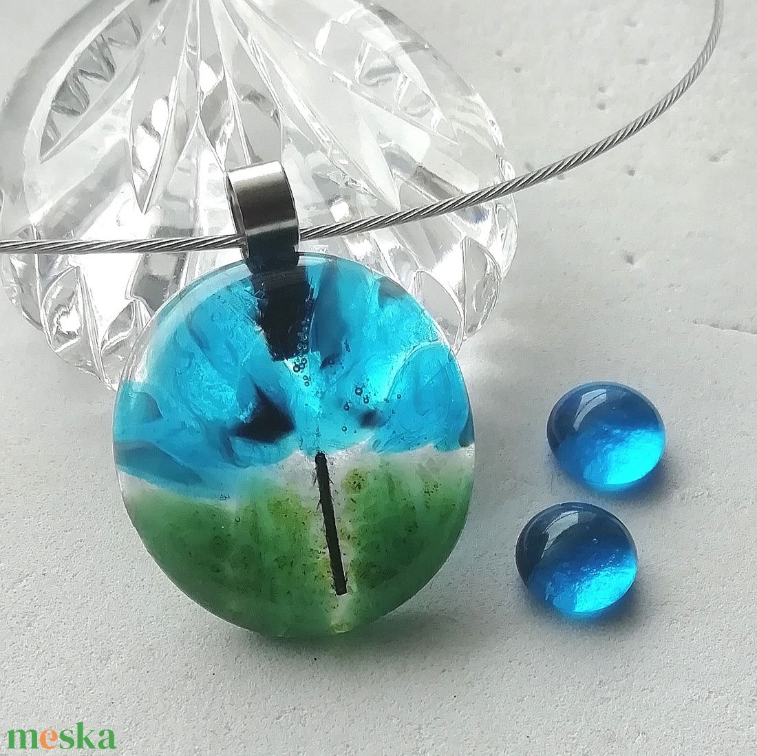 Szellőrózsa üvegékszer szett, ajándék  névnapra, születésnapra. - ékszer - ékszerszett - Meska.hu