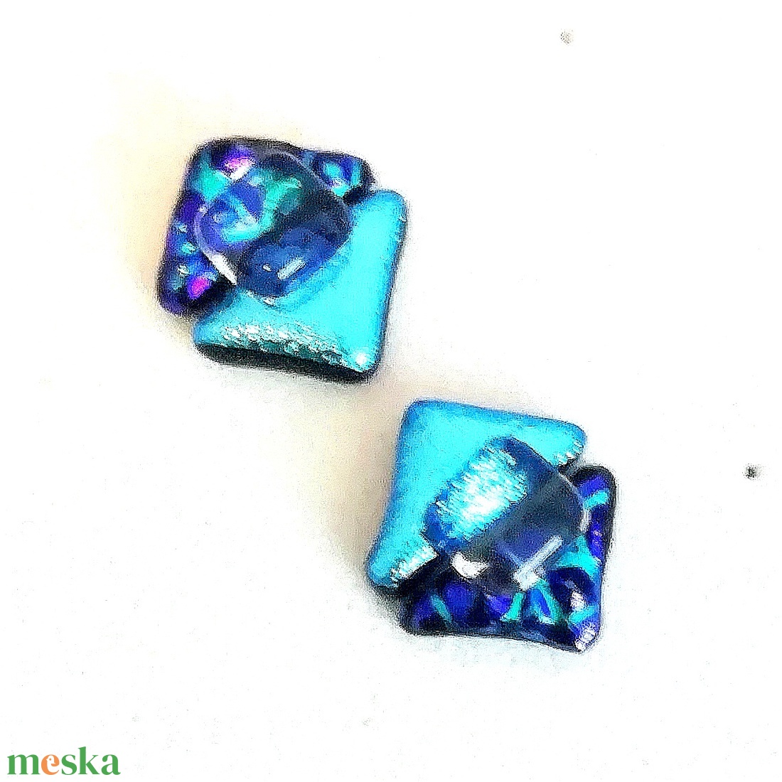 NEMESACÉL! Szabálytalan szépségek stiftes üveg fülbevaló  , ajándék  névnapra, születésnapra. - ékszer - fülbevaló - pötty fülbevaló - Meska.hu