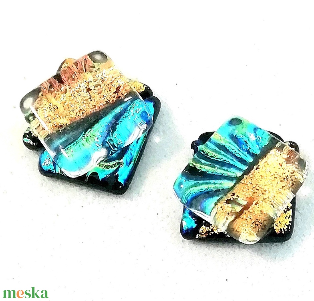 NEMESACÉL! Szabálytalan szépségek stiftes üveg fülbevaló  , ajándék  névnapra, születésnapra. - ékszer - fülbevaló - pötty fülbevaló - Meska.hu