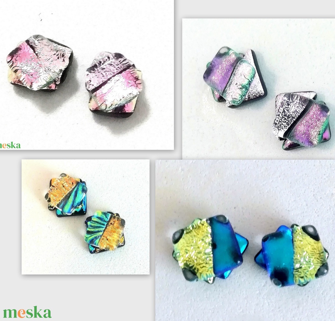 Dichroic színes fülbevaló csomag, ajándék karácsonyra. - ékszer - fülbevaló - pötty fülbevaló - Meska.hu