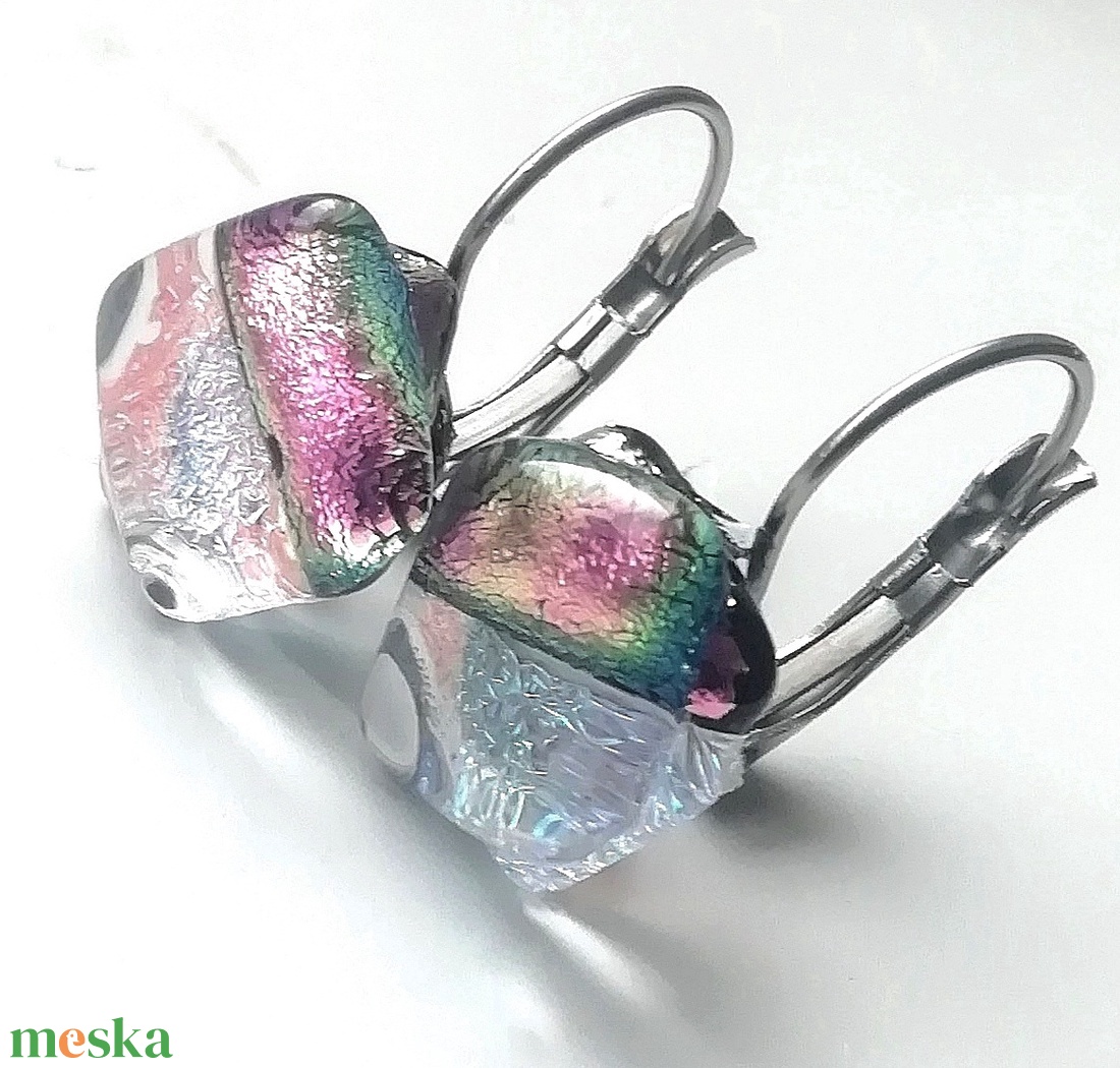 NEMESACÉL!  Orchidea dichroic fülbevaló, ajándék névnapra, születésnapra. - ékszer - ékszerszett - Meska.hu