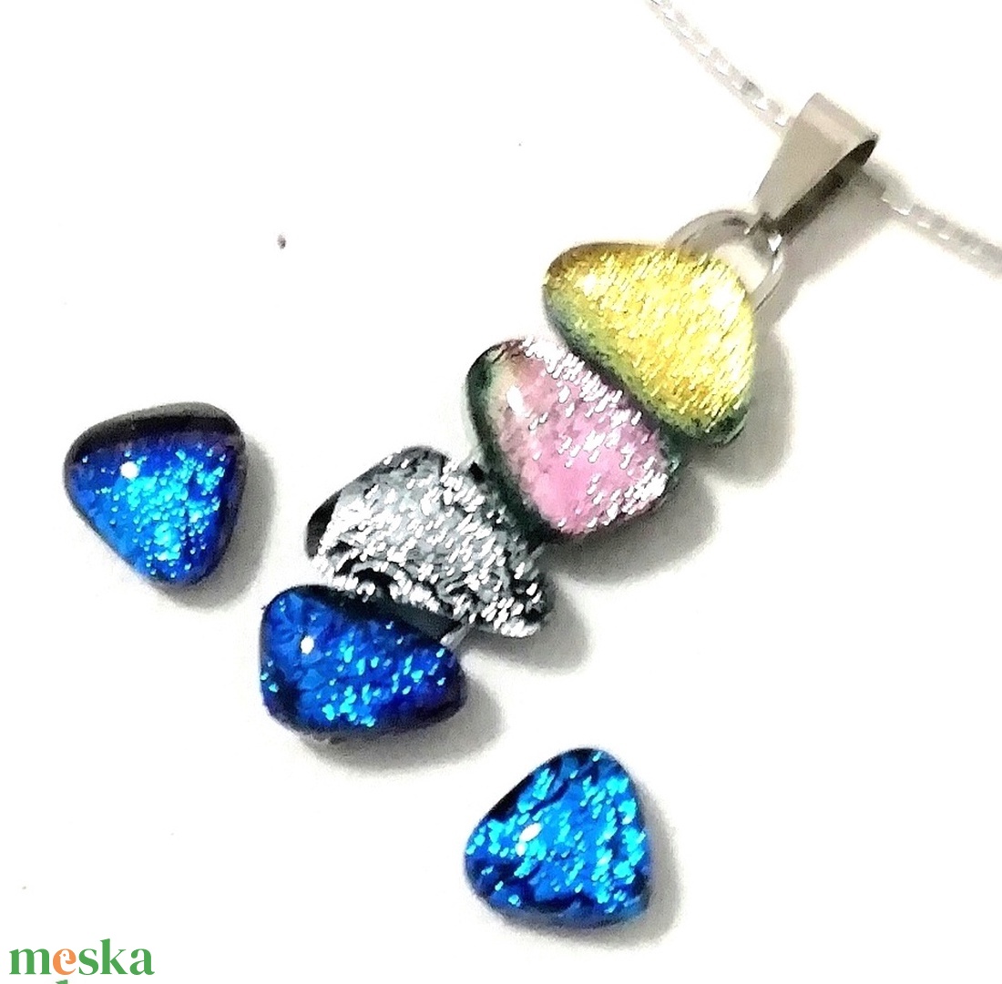  NEMESACÉL!  Színes dichroic kavicsok, szabálytalan ékszerszett. - ékszer - ékszerszett - Meska.hu