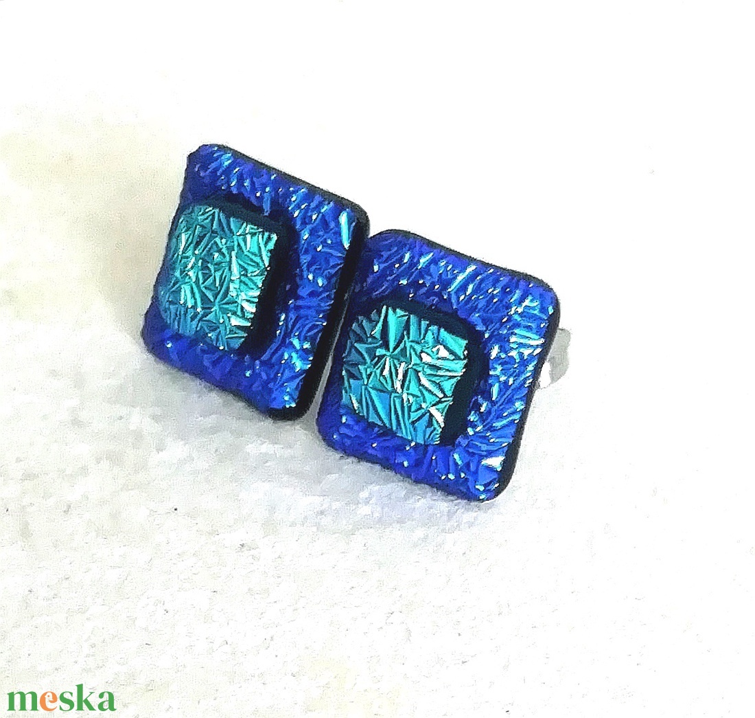 NEMESACÉL! Szabálytalan szépségek stiftes üveg fülbevaló  , ajándék  névnapra, születésnapra. - ékszer - fülbevaló - pötty fülbevaló - Meska.hu