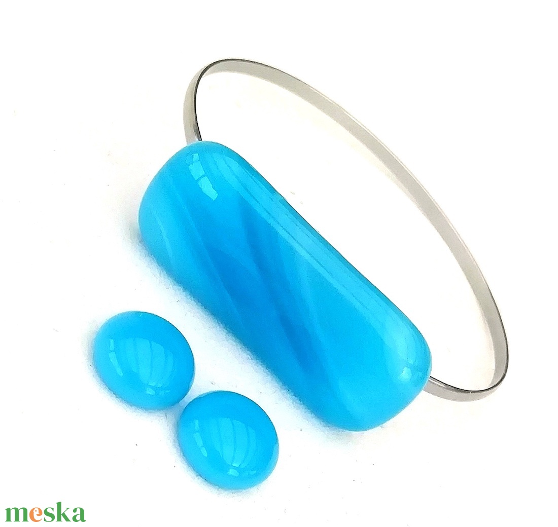 NEMESACÉL! Kék karkötő és fülbevsló szett. - ékszer - ékszerszett - Meska.hu