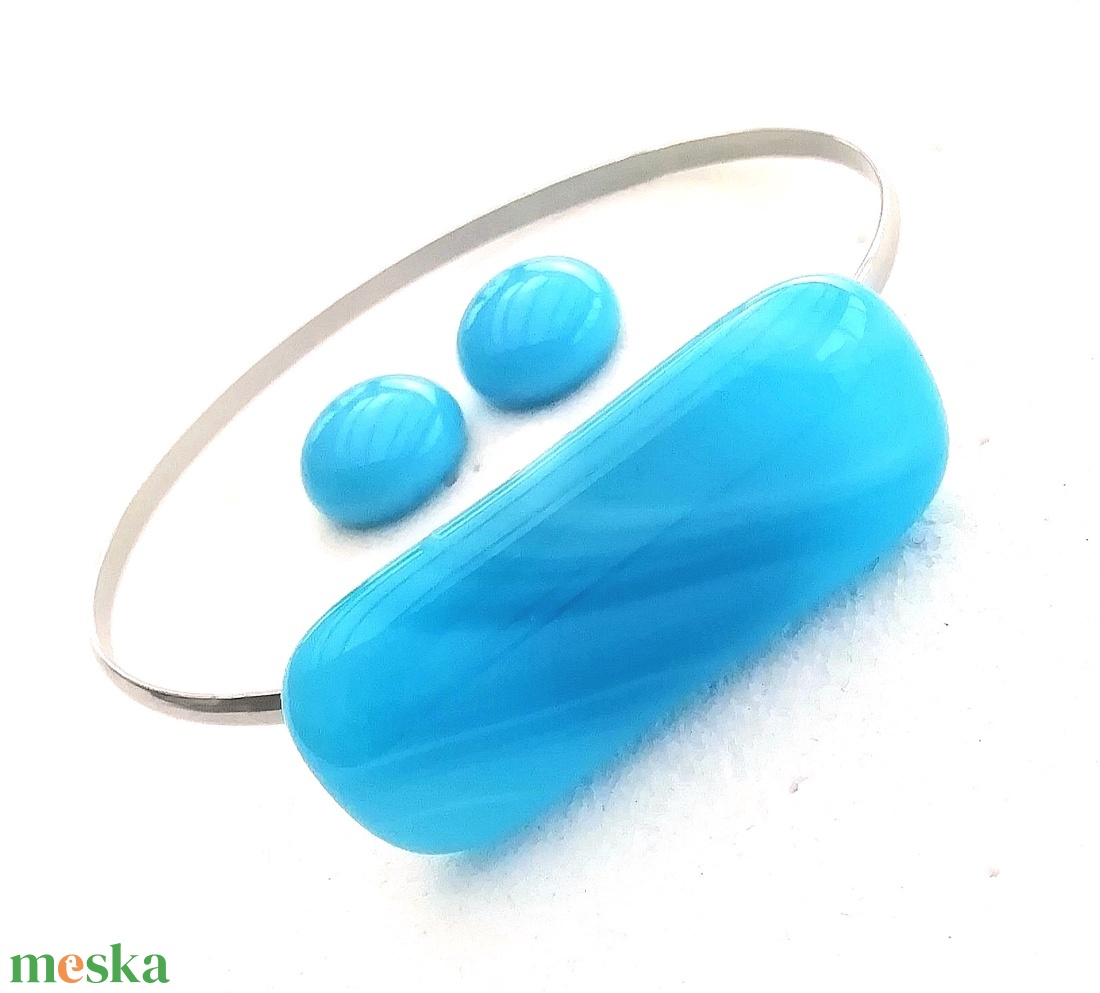 NEMESACÉL! Kék karkötő és fülbevsló szett. - ékszer - ékszerszett - Meska.hu