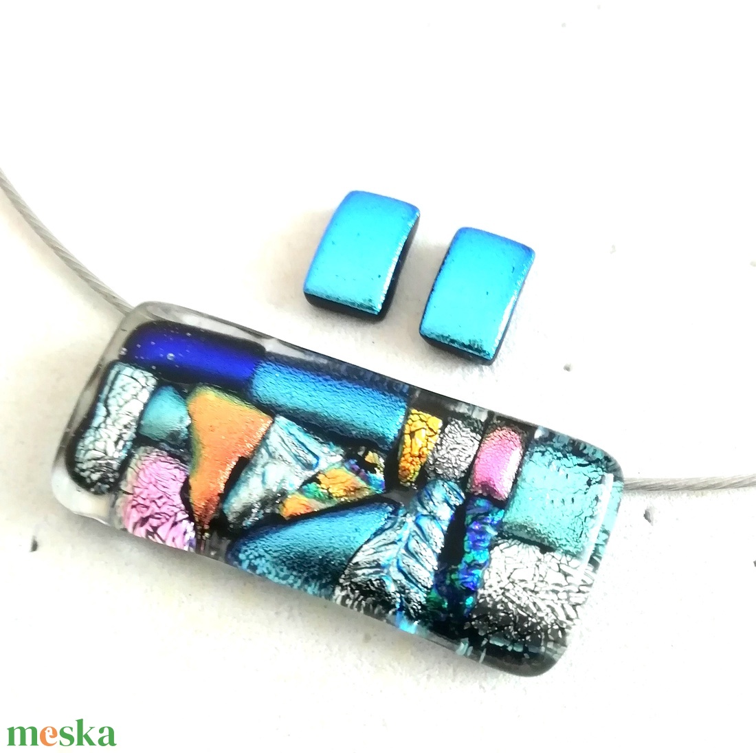 NEMESACÉL! Dichroic mozaik nyaklánc, ajándék pedagógus napra, születésnapra, névnapra.  - ékszer - ékszerszett - Meska.hu