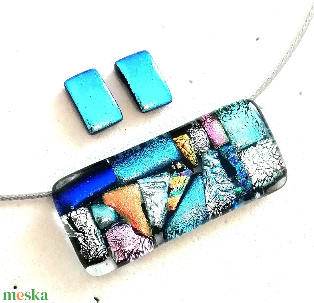 NEMESACÉL! Dichroic mozaik nyaklánc, ajándék pedagógus napra, születésnapra, névnapra.  - ékszer - ékszerszett - Meska.hu