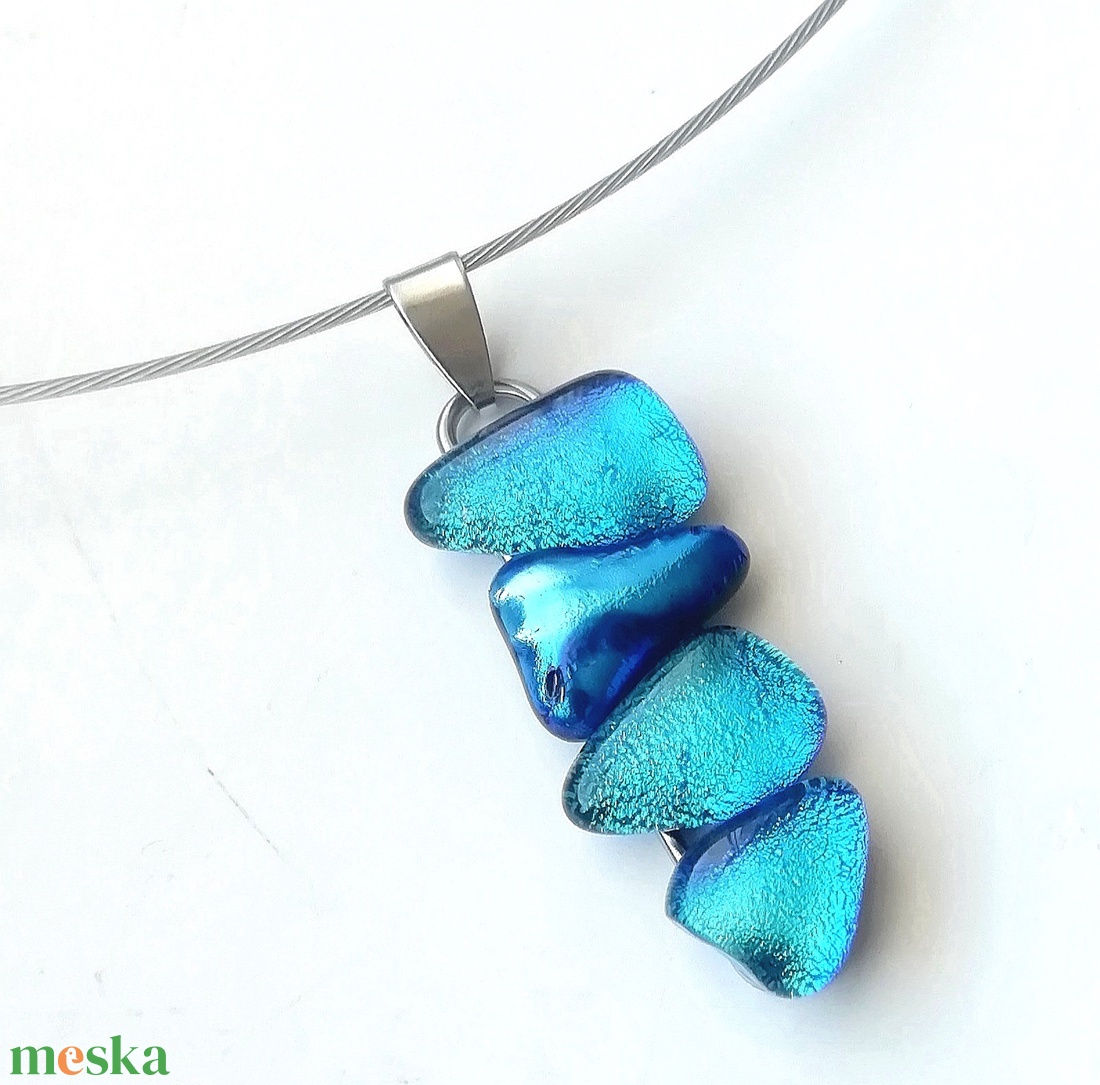  NEMESACÉL!  Kék kavicsok dichroic ékszerszett. - ékszer - ékszerszett - Meska.hu