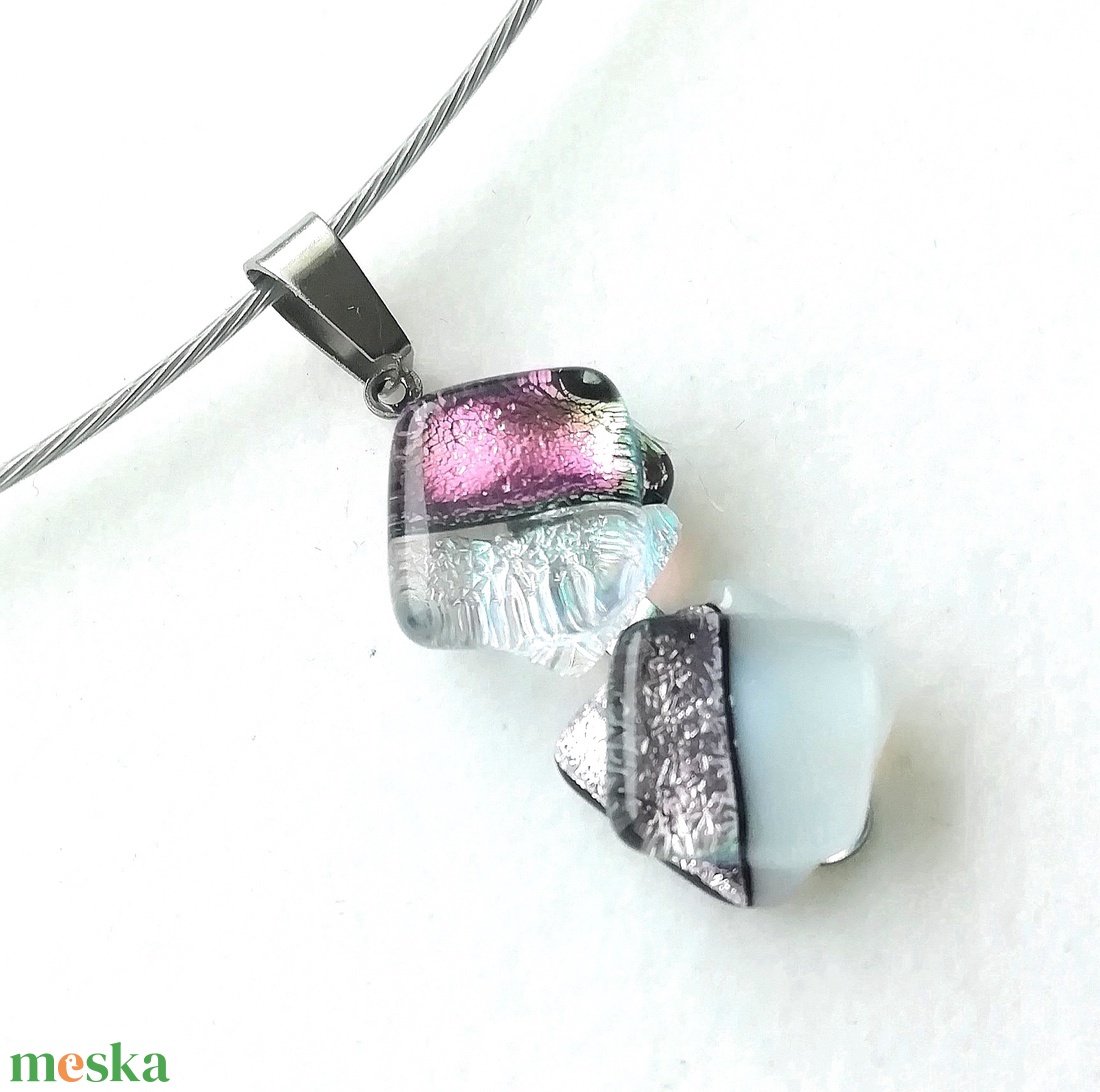   Dichroic duó trendi nyaklánc , ajándék névnapra, születésnapra. - ékszer - ékszerszett - Meska.hu