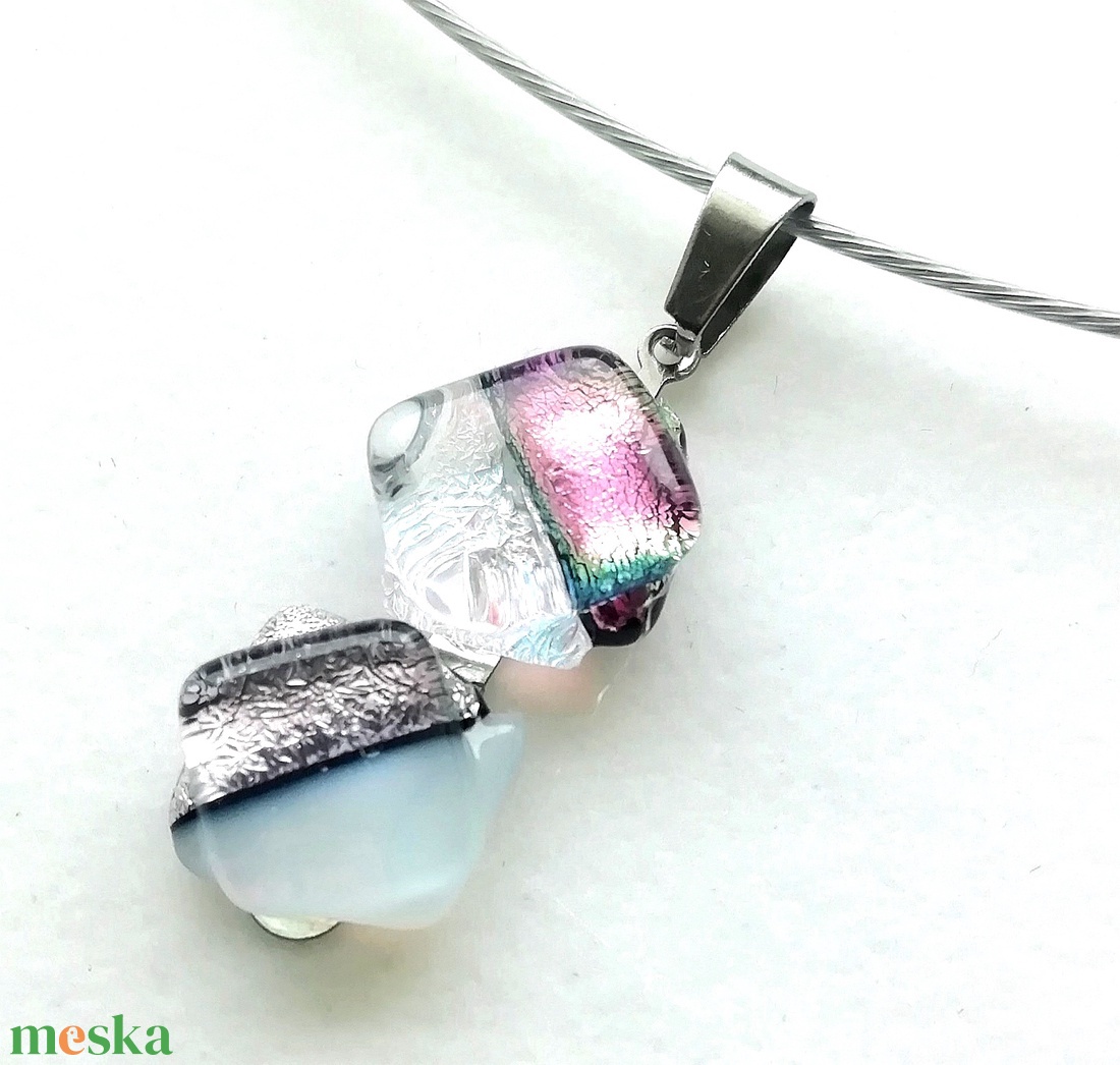   Dichroic duó trendi nyaklánc , ajándék névnapra, születésnapra. - ékszer - ékszerszett - Meska.hu