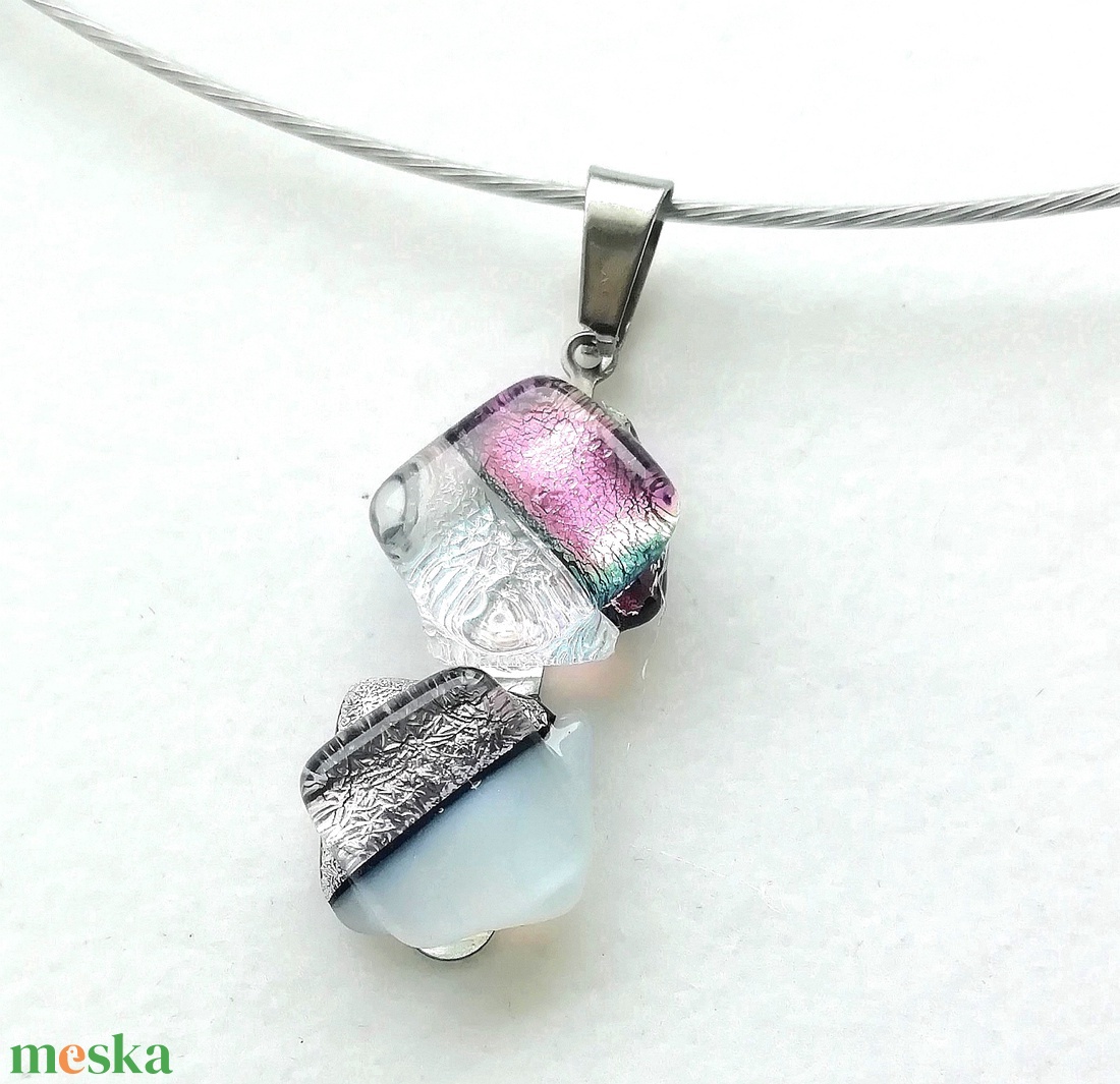   Dichroic duó trendi nyaklánc , ajándék névnapra, születésnapra. - ékszer - ékszerszett - Meska.hu