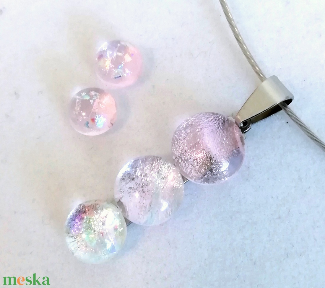  NEMESACÉL! Rózsafények dichroic kavicsok ékszerszett. - ékszer - ékszerszett - Meska.hu