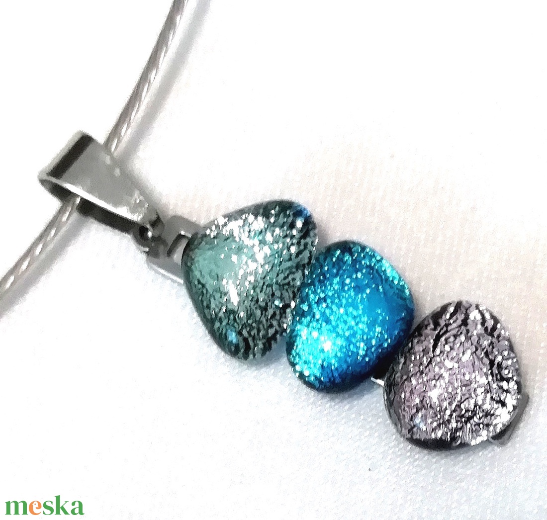 AKCIÓ! NEMESACÉL!  Színes kavicsok dichroic ékszerszett. - ékszer - ékszerszett - Meska.hu