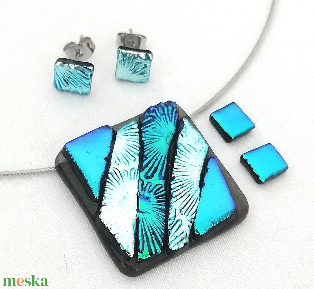 NEMESACÉL! Dichroic mozaik ékszerszett, ajándék pedagógus napra, születésnapra, névnapra.  - ékszer - ékszerszett - Meska.hu