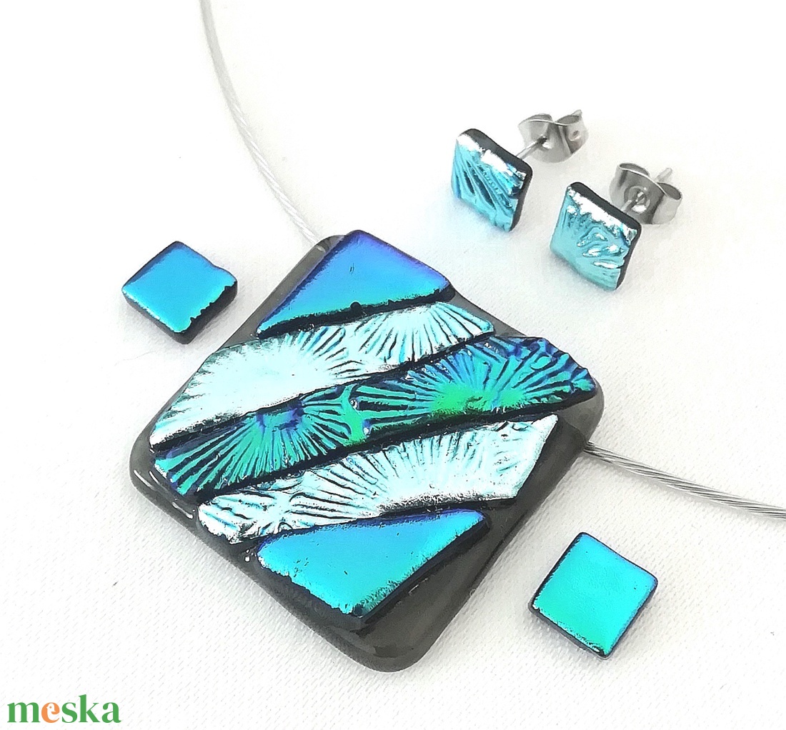 NEMESACÉL! Dichroic mozaik ékszerszett, ajándék pedagógus napra, születésnapra, névnapra.  - ékszer - ékszerszett - Meska.hu