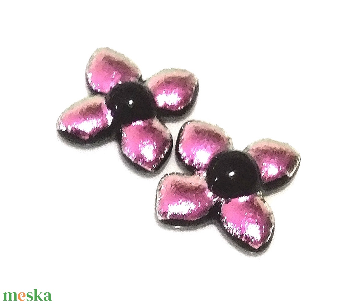 Rózsaszín dichroic csillagvirág - ékszer - fülbevaló - pötty fülbevaló - Meska.hu