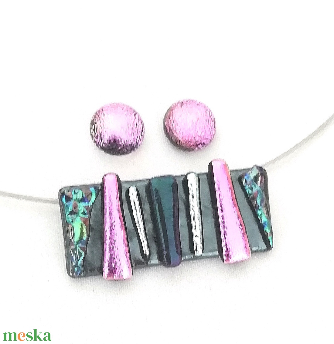  Dichroic mozaik ékszerszett, ajándék  lányoknak szalagavatóra, ballagásra, születésnapra, névnapra.  - ékszer - ékszerszett - Meska.hu
