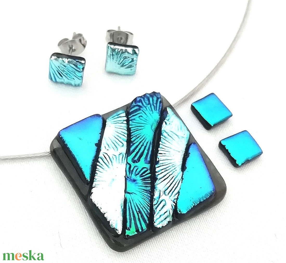 NEMESACÉL! Dichroic mozaik ékszerszett, ajándék pedagógus napra, születésnapra, névnapra.  - ékszer - ékszerszett - Meska.hu
