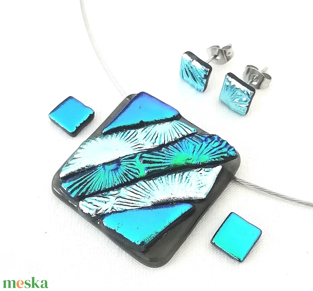 NEMESACÉL! Dichroic mozaik ékszerszett, ajándék pedagógus napra, születésnapra, névnapra.  - ékszer - ékszerszett - Meska.hu