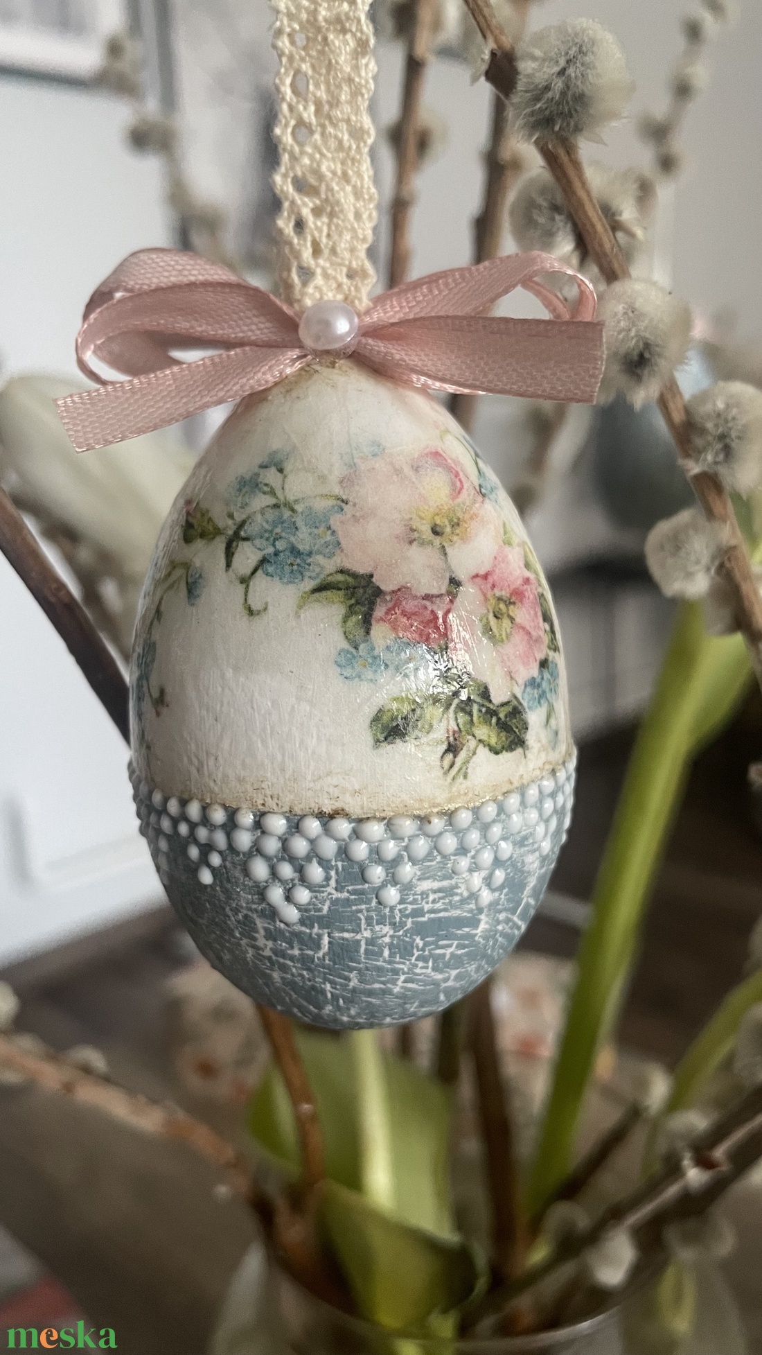 Virágos húsvéti tojás - otthon & lakás - dekoráció - fali és függő dekoráció - függődísz - Meska.hu