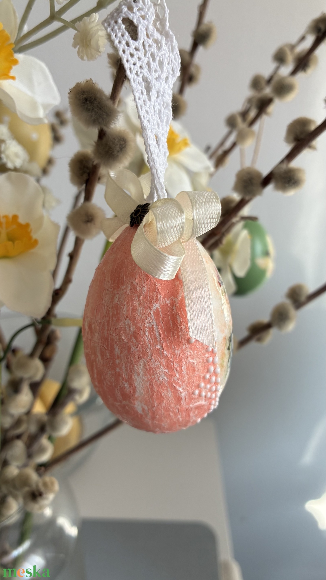 Barackvirágos húsvéti tojás - ünnepi díszek, dekorációk - húsvéti díszek és dekorációk - húsvéti tojásfadíszek - Meska.hu