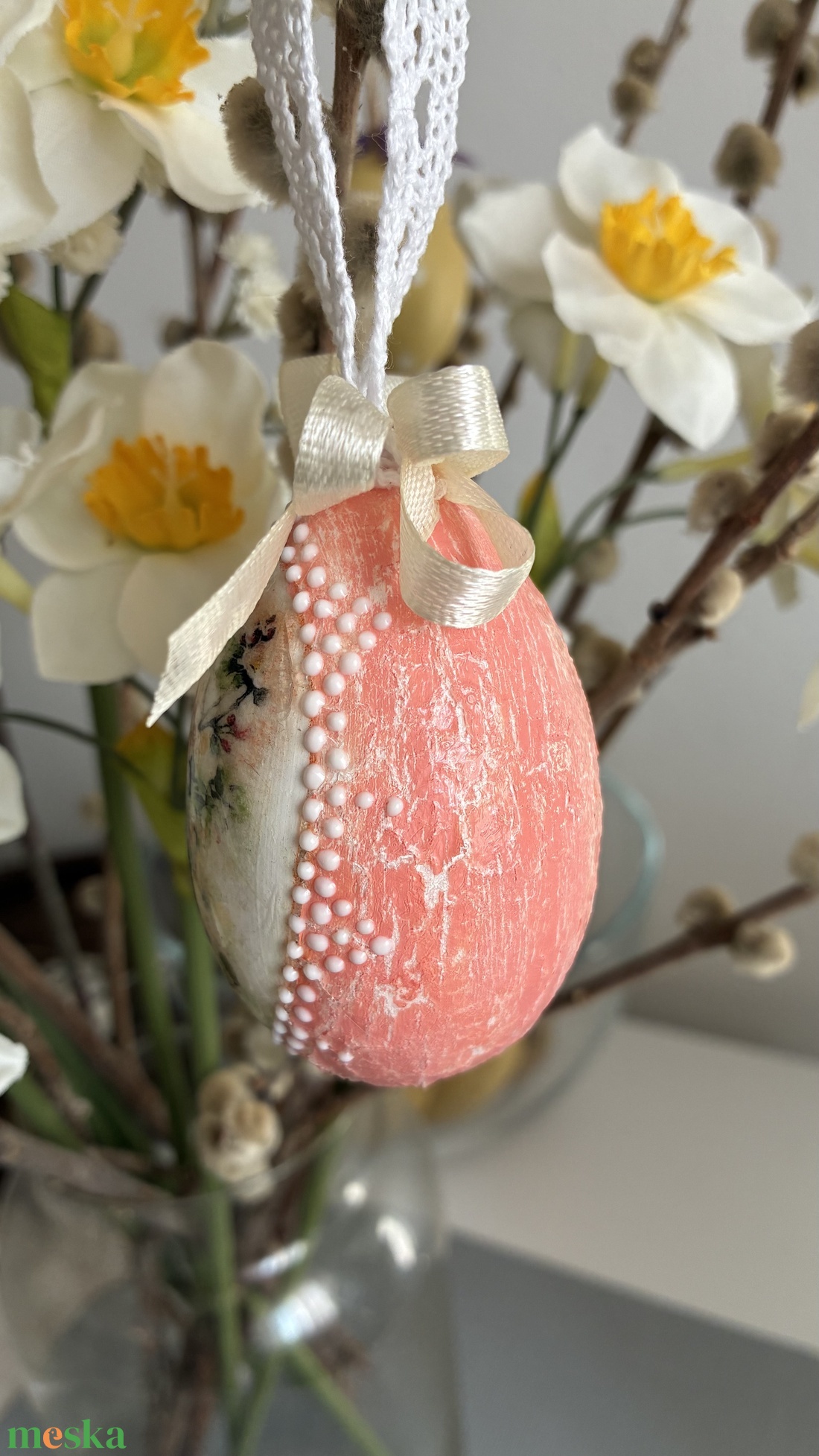 Barackvirágos húsvéti tojás - ünnepi díszek, dekorációk - húsvéti díszek és dekorációk - húsvéti tojásfadíszek - Meska.hu