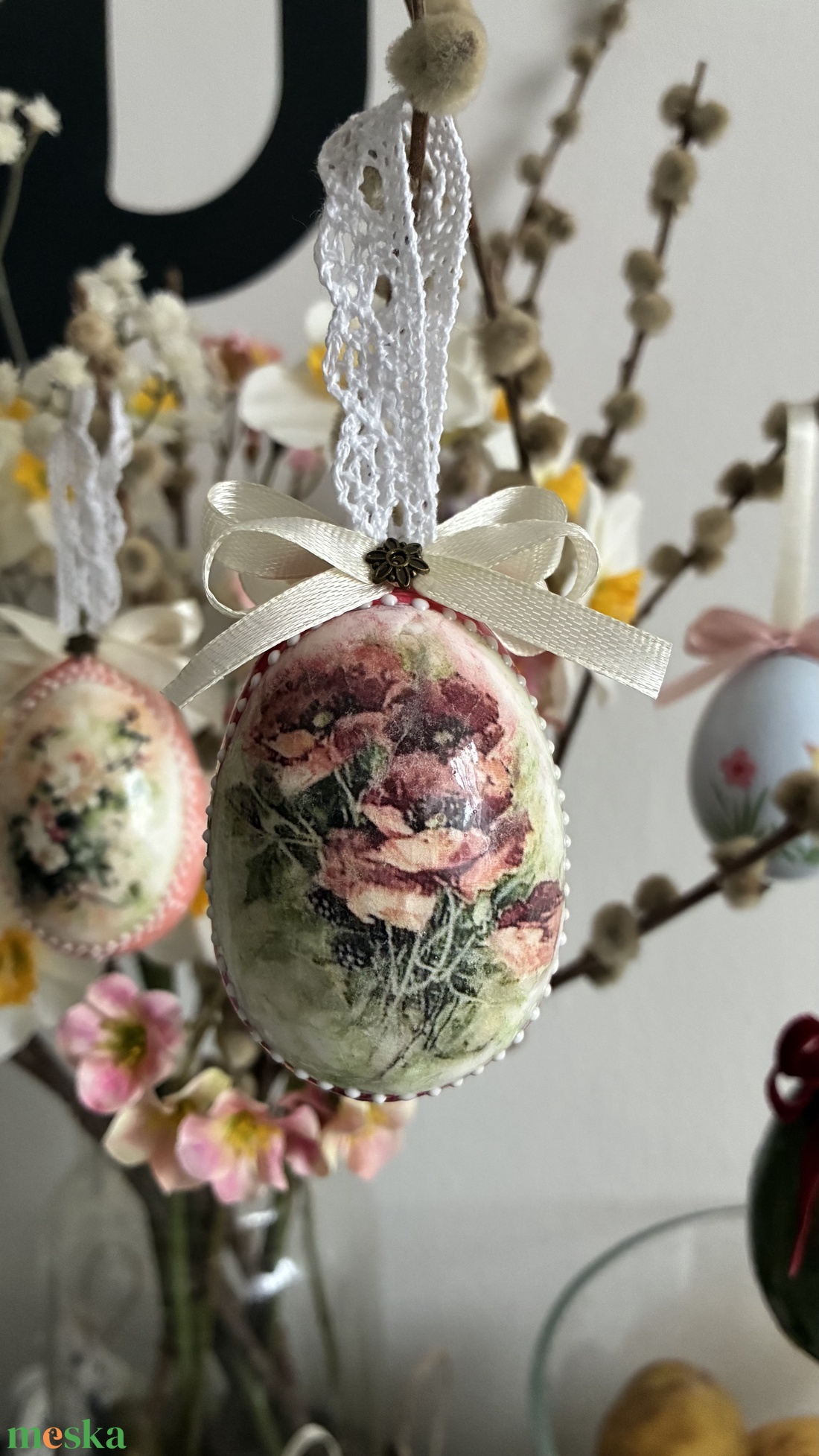 Piros pipacsos húsvéti tojás - otthon & életmód - dekoráció - fali és függő dekoráció - függődísz - Meska.hu