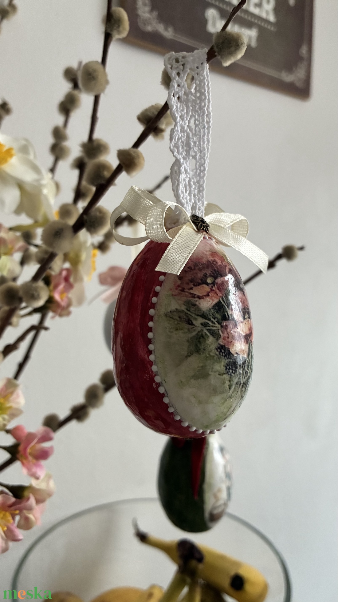 Piros pipacsos húsvéti tojás - otthon & életmód - dekoráció - fali és függő dekoráció - függődísz - Meska.hu