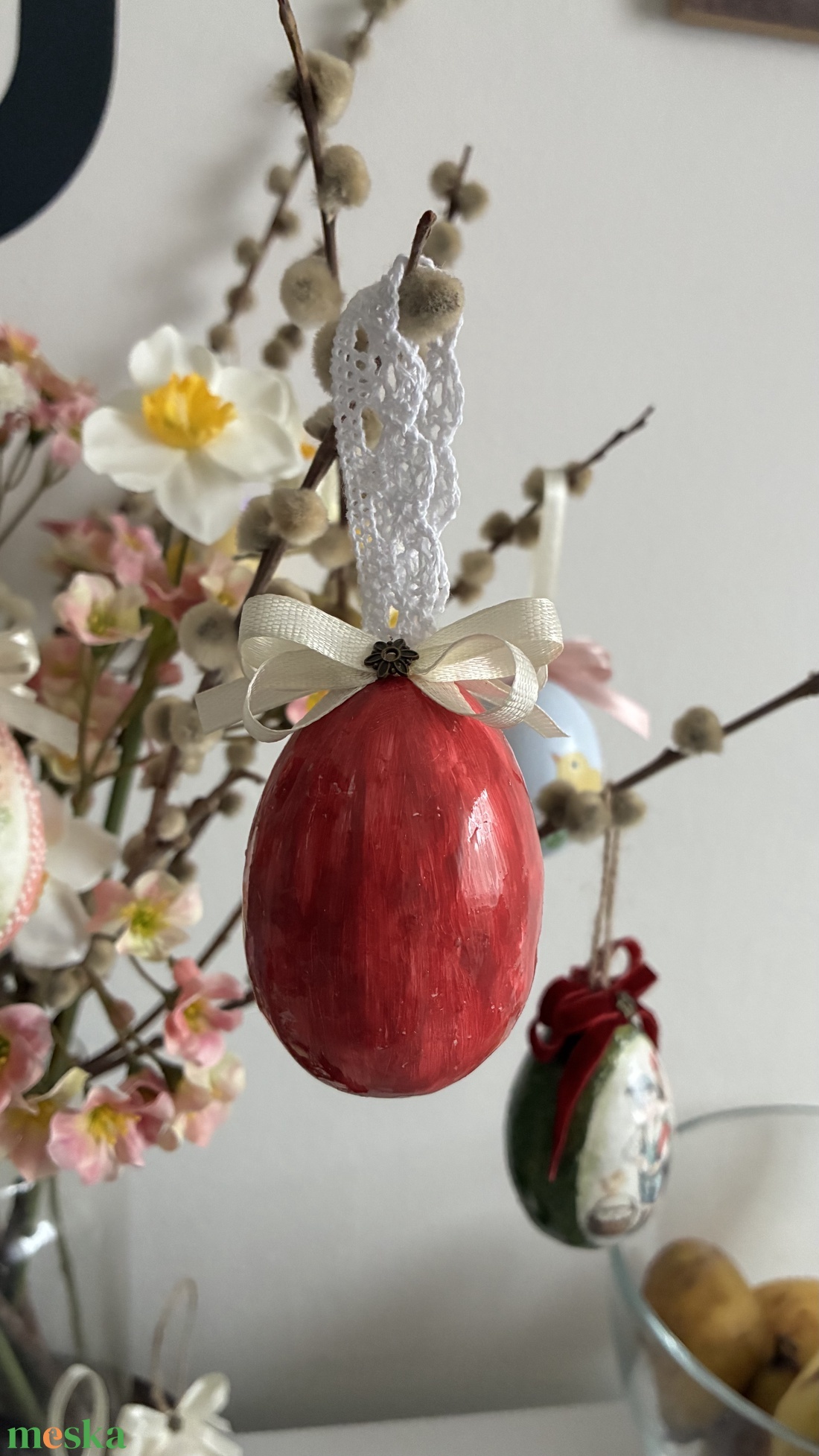 Piros pipacsos húsvéti tojás - otthon & életmód - dekoráció - fali és függő dekoráció - függődísz - Meska.hu