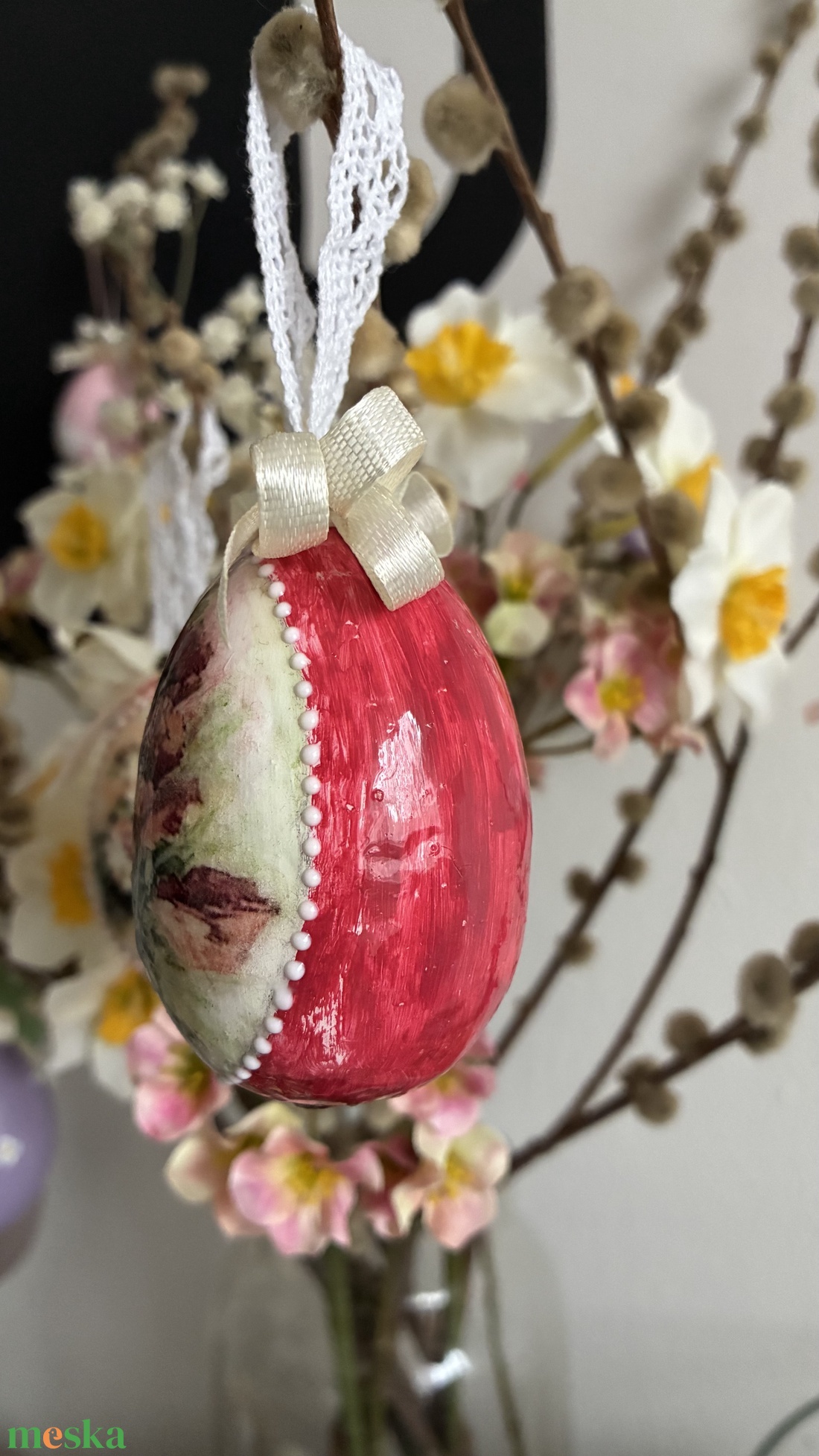 Piros pipacsos húsvéti tojás - otthon & életmód - dekoráció - fali és függő dekoráció - függődísz - Meska.hu