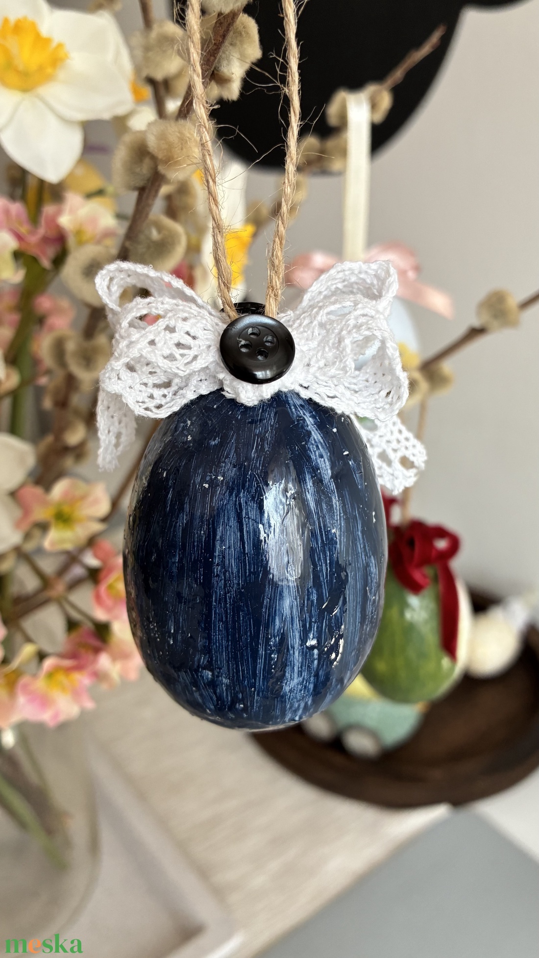 Kék kakasos húsvéti tojás - otthon & életmód - dekoráció - fali és függő dekoráció - függődísz - Meska.hu