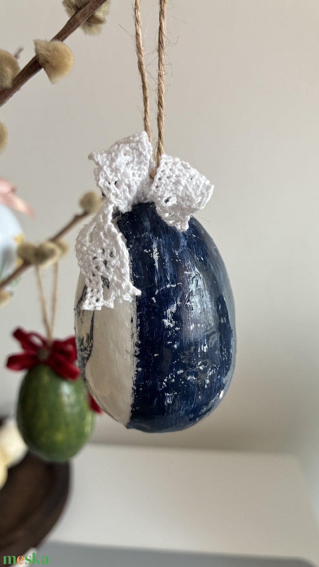 Kék kakasos húsvéti tojás - otthon & életmód - dekoráció - fali és függő dekoráció - függődísz - Meska.hu