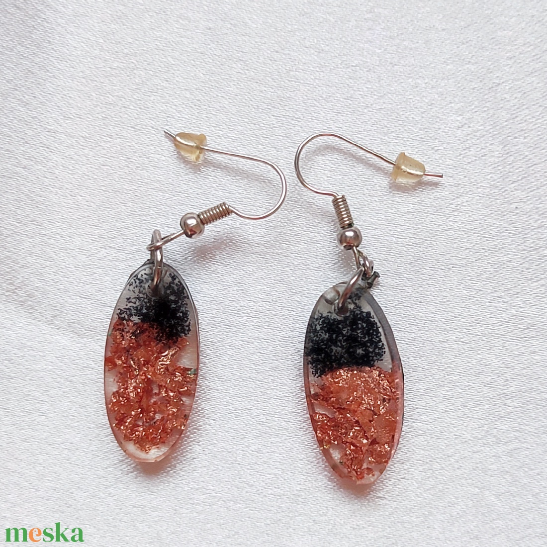 Modern Elegancia - Fekete és rézhatású gyanta geometrikus ékszer szett - ékszer - ékszerszett - Meska.hu