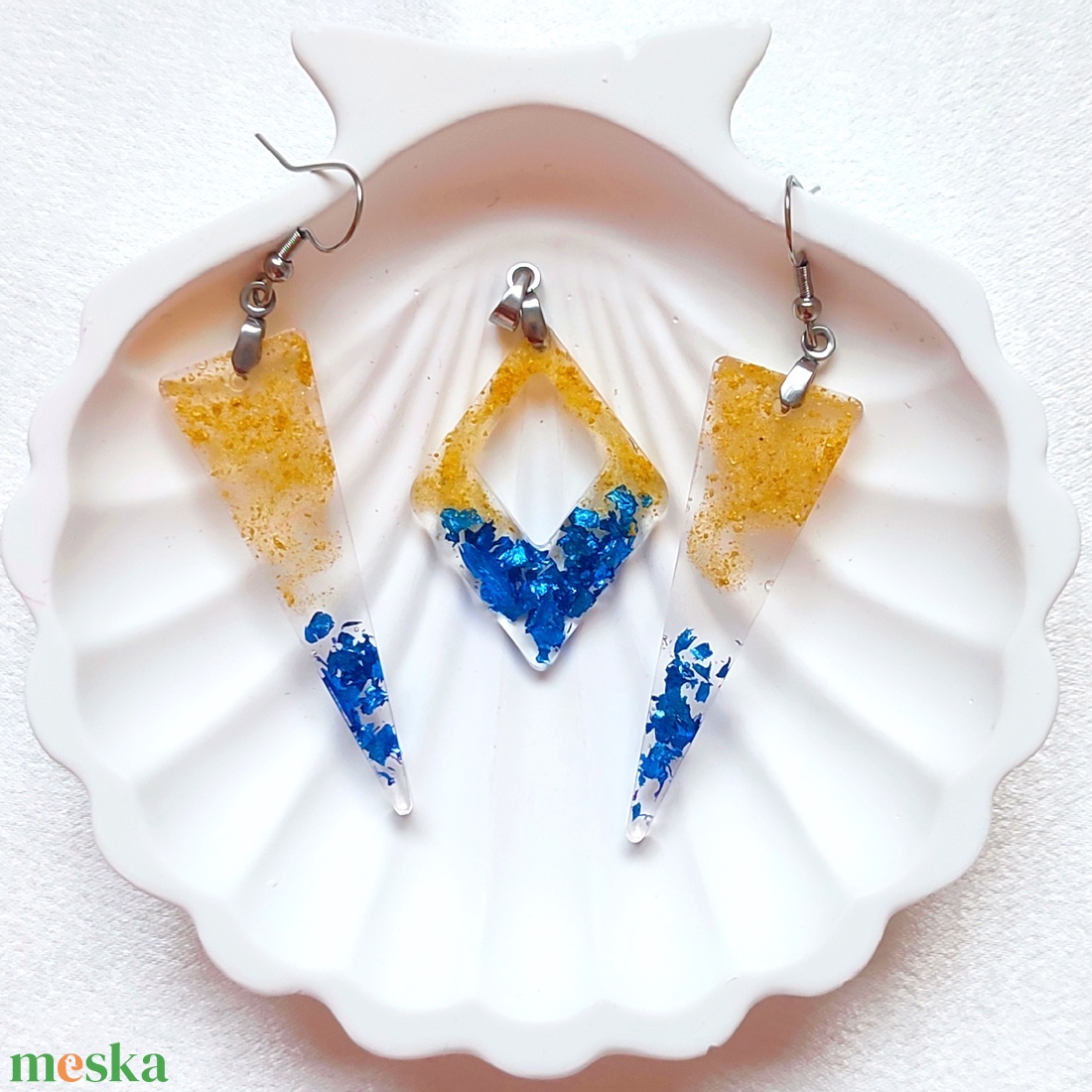 Citrom - Kék Kézműves Műgyanta szett - ékszer - ékszerszett - Meska.hu