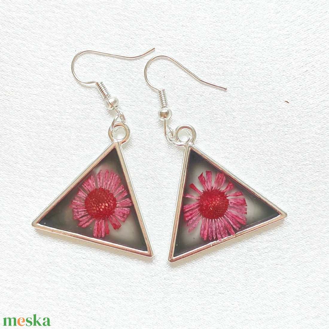 Dinamikus Kontraszt - Valódi Vörös virágos szett fém kerettel - ékszer - ékszerszett - Meska.hu