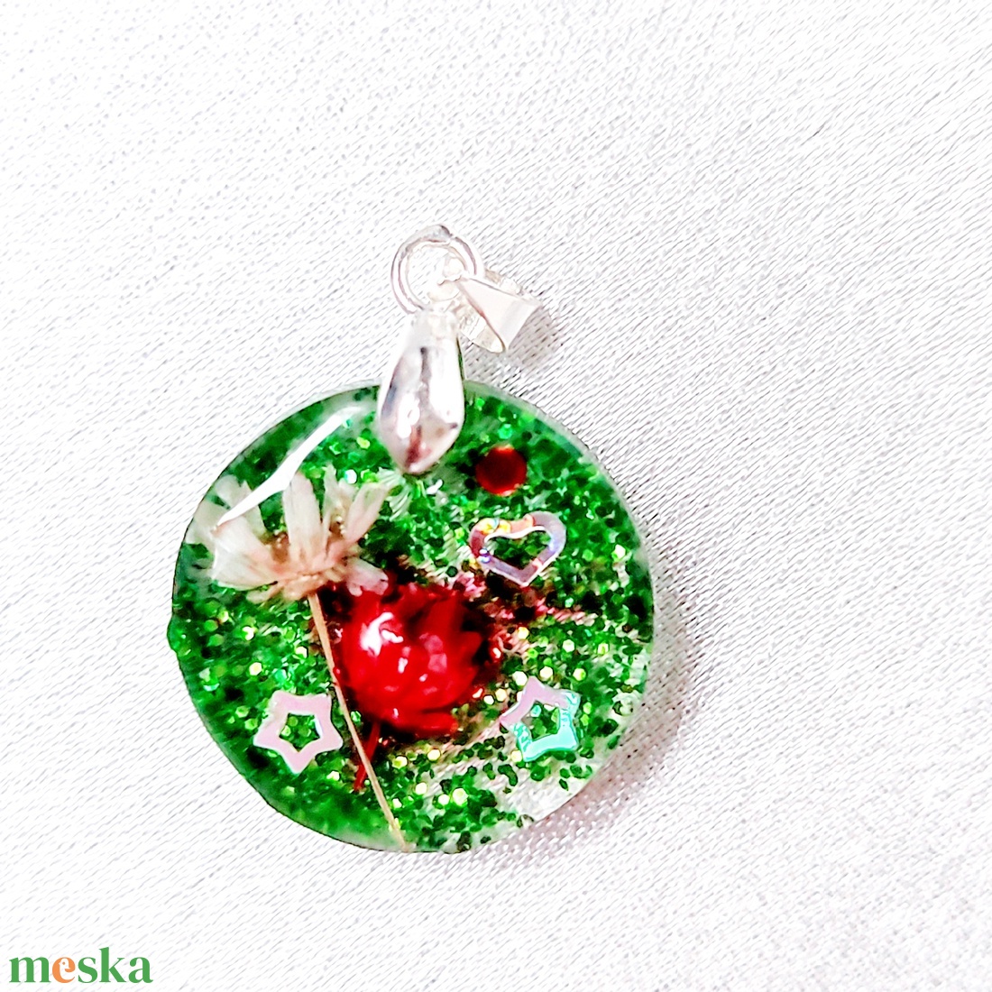 Ragyogó Karácsonyi Bogyók � Ünnepi Zöld Csillogó Gyanta Ékszerszett - ékszer - ékszerszett - Meska.hu
