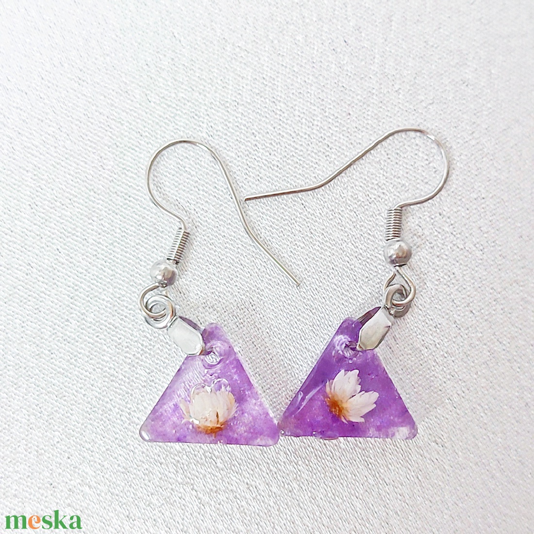 Jégvirágos Lila Álom � Hexagon medálos nyaklánc és fülbevaló Ékszer szett - ékszer - ékszerszett - Meska.hu