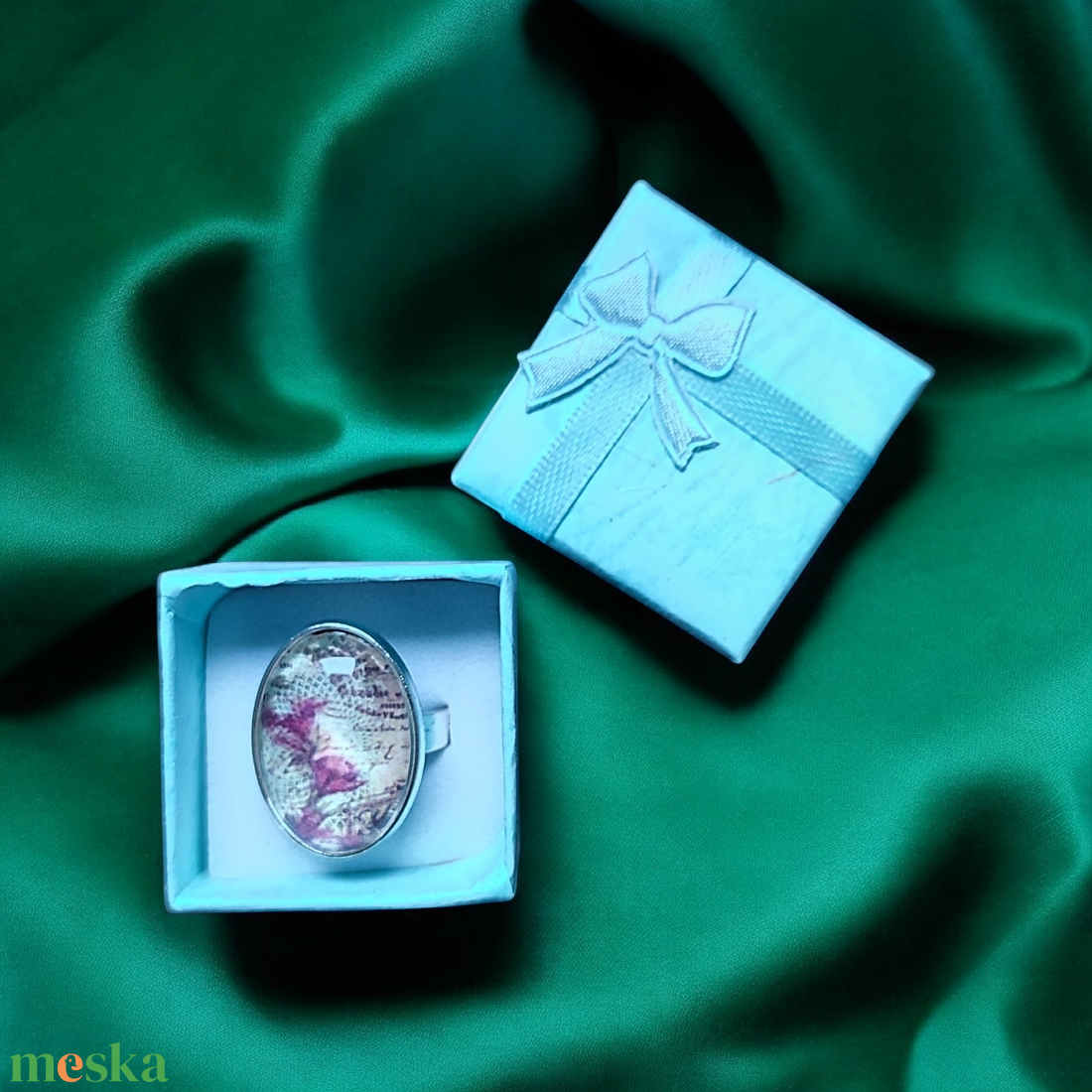 Vintage Stílusú Romantikus Gyűrű - ékszer - gyűrű - üveglencsés gyűrű - Meska.hu