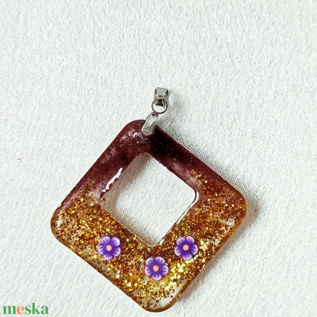 Arany Ragyogás � Lila Virágos Műgyanta Ékszerszett - ékszer - ékszerszett - Meska.hu