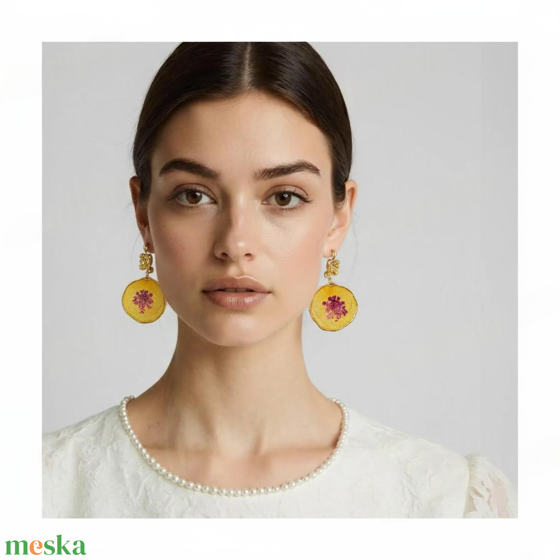 Valódi Sárga Rózsaszirom Fülbevaló Cirkónia Köves Akasztóval - ékszer - fülbevaló - lógó fülbevaló - Meska.hu