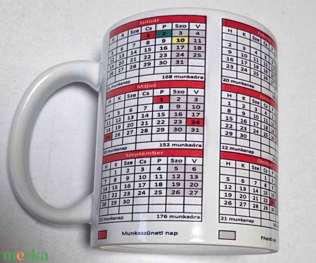 2026 Munkaidő naptár - Minden ünnep egy helyen! - otthon & életmód - konyhafelszerelés, tálalás - tálalás - bögre & csésze - Meska.hu