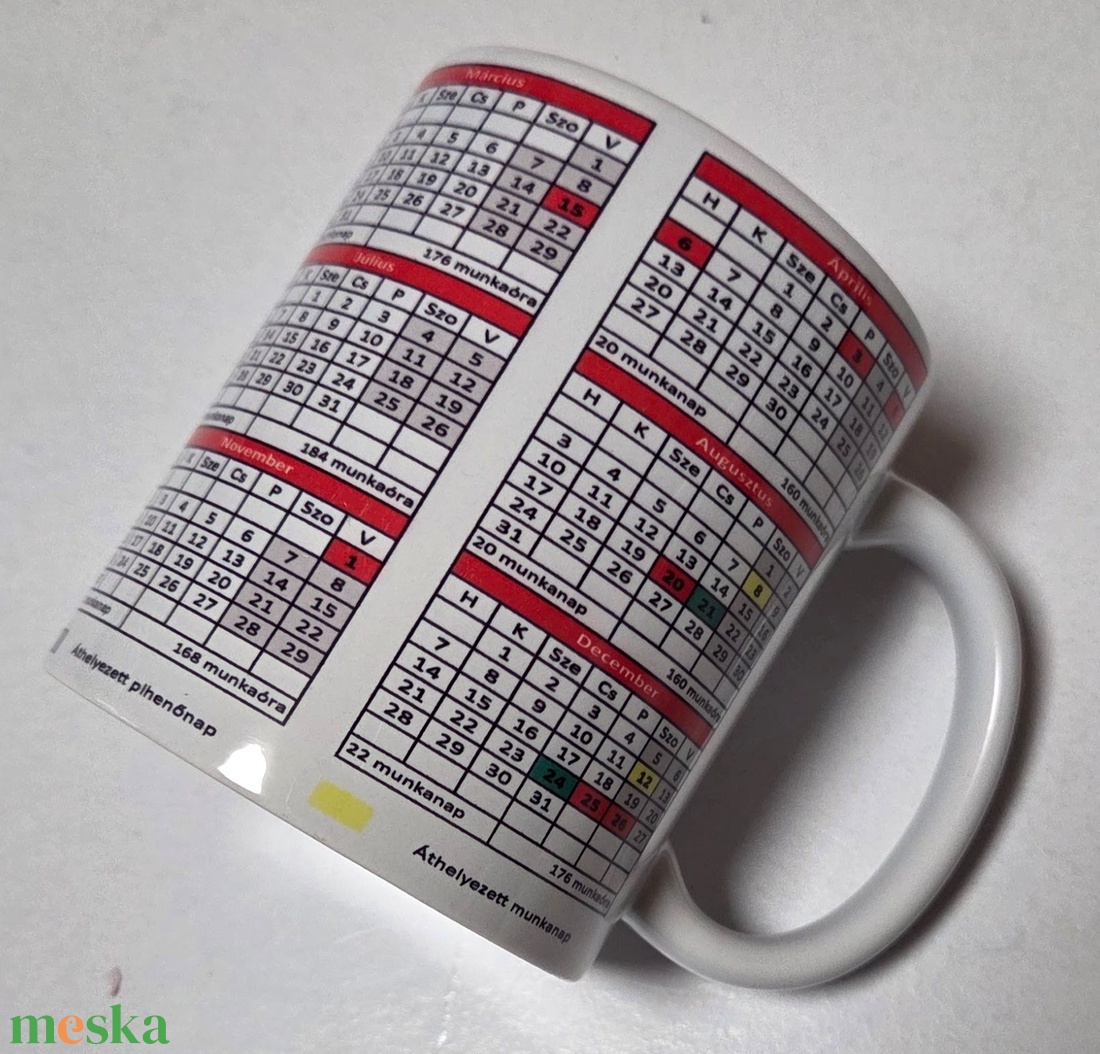 2026 Munkaidő naptár - Minden ünnep egy helyen! - otthon & életmód - konyhafelszerelés, tálalás - tálalás - bögre & csésze - Meska.hu