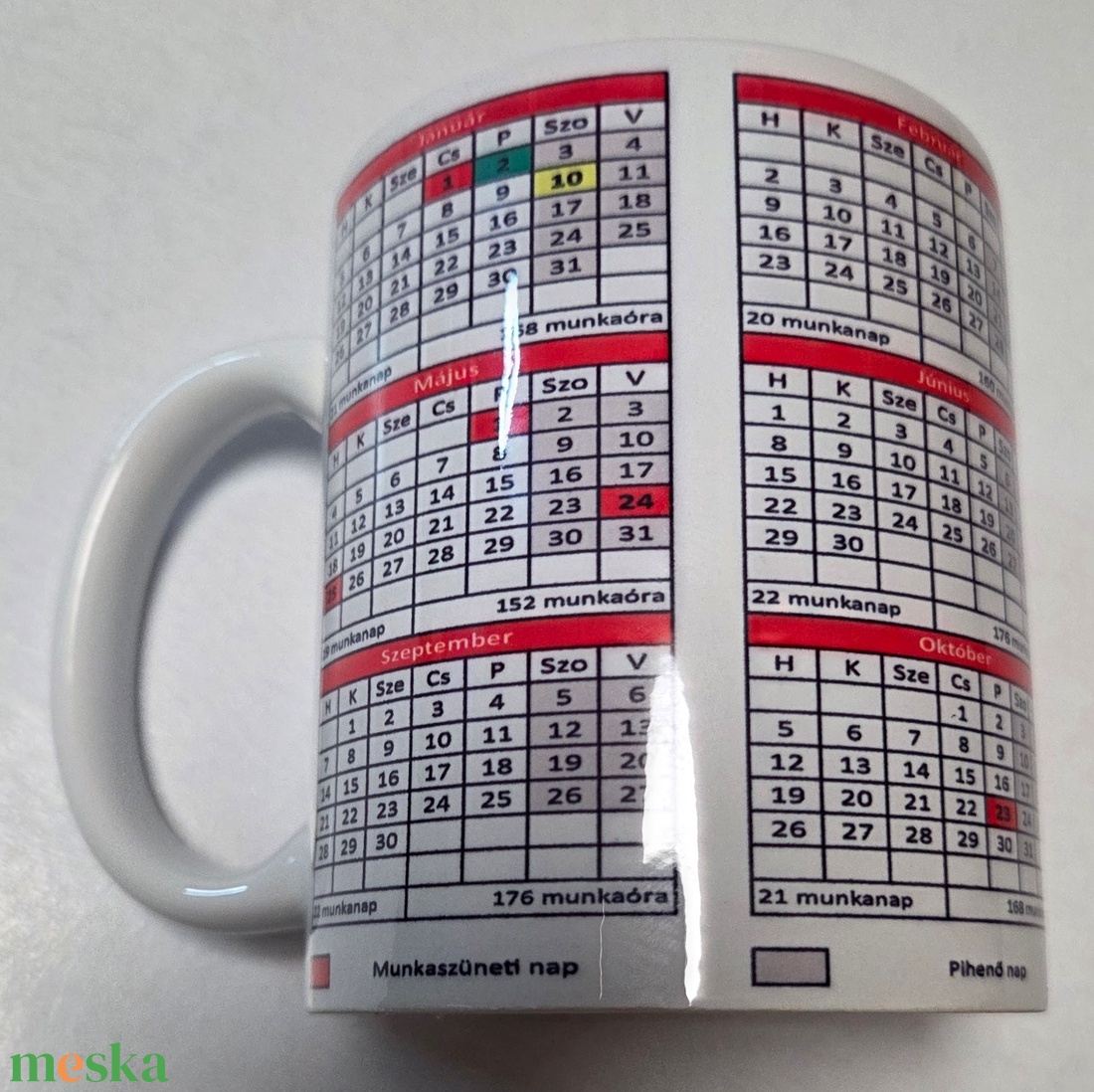 2026 Munkaidő naptár - Minden ünnep egy helyen! - otthon & életmód - konyhafelszerelés, tálalás - tálalás - bögre & csésze - Meska.hu
