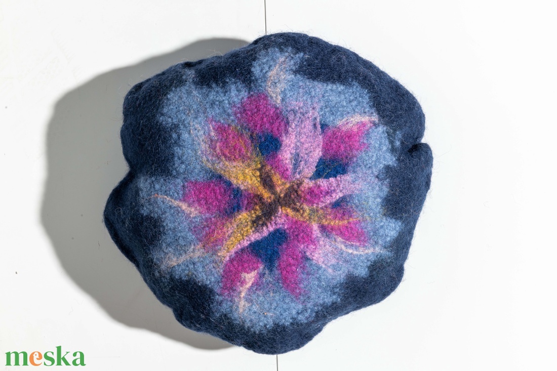 sötétkék VIRÁG párna - otthon & életmód - lakástextil - párna & párnahuzat - Meska.hu