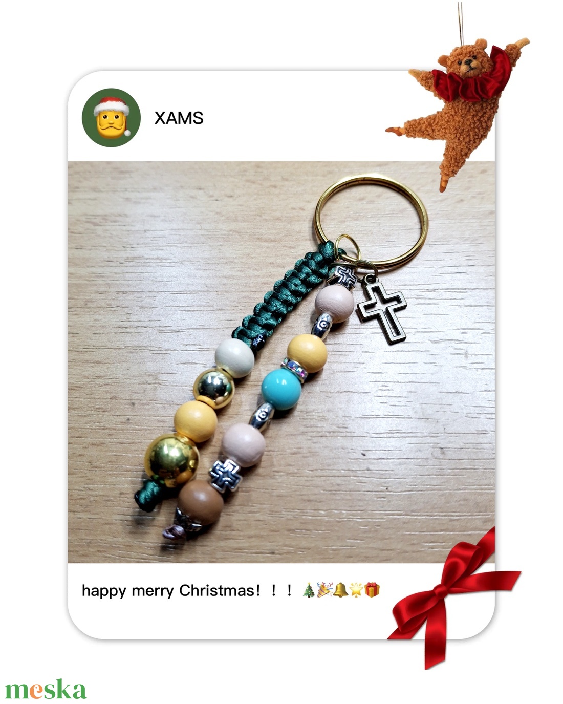 Karácsonyi ajándék kulcstartó színes gyöngyökből  - táska & tok - kulcstartó & táskadísz - kulcstartó - Meska.hu