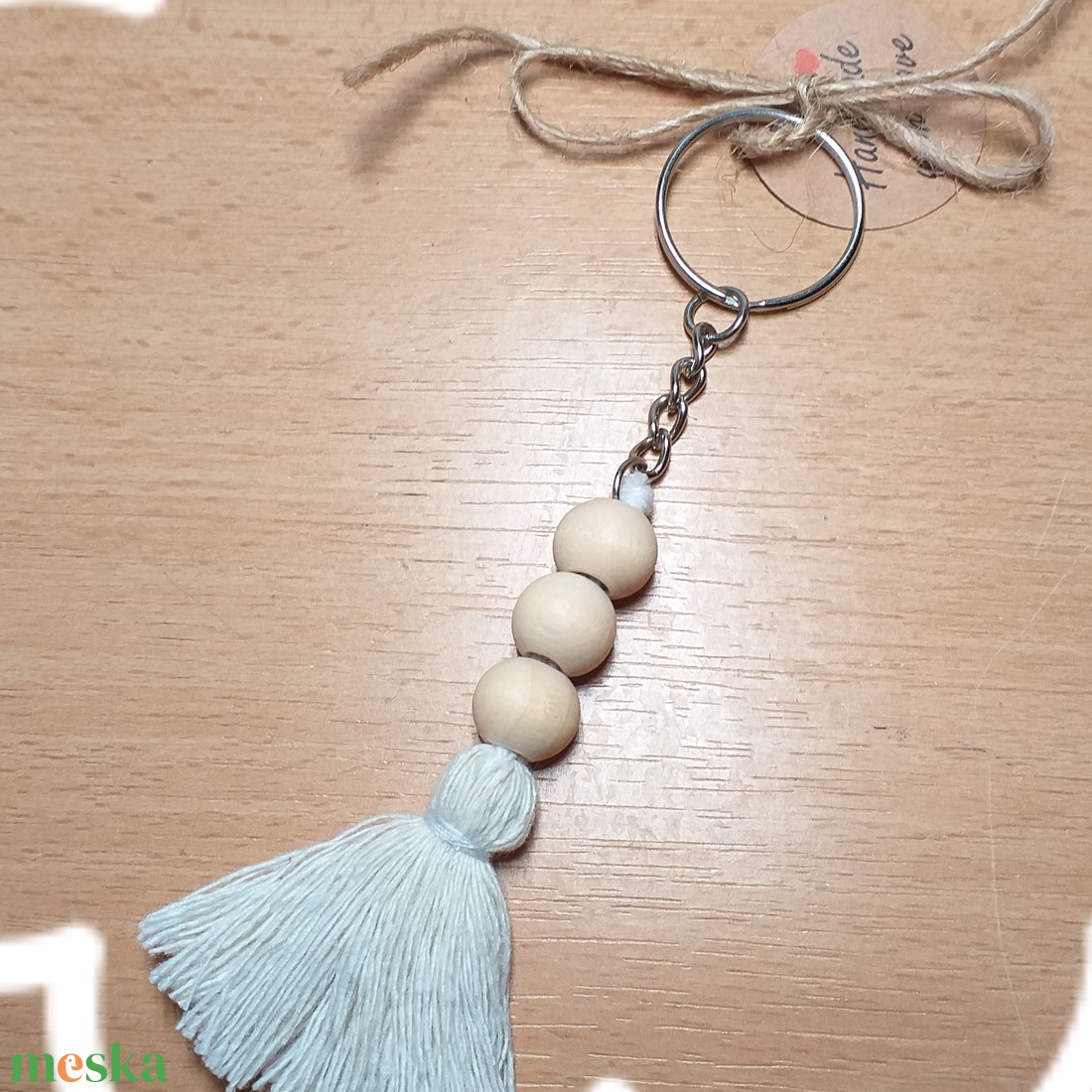 Natúr fagyöngyös kulcstartó-táskadísz - táska & tok - kulcstartó & táskadísz - kulcstartó - Meska.hu