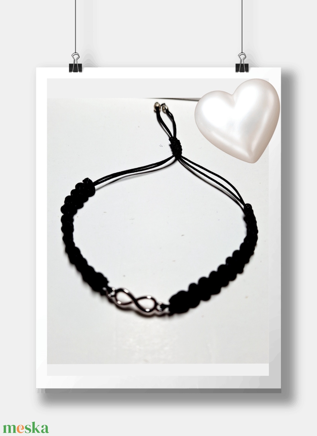 Végtelen szeretet karkötő fekete színű zsinórral fonva - ékszer - karkötő - fonott karkötő - Meska.hu