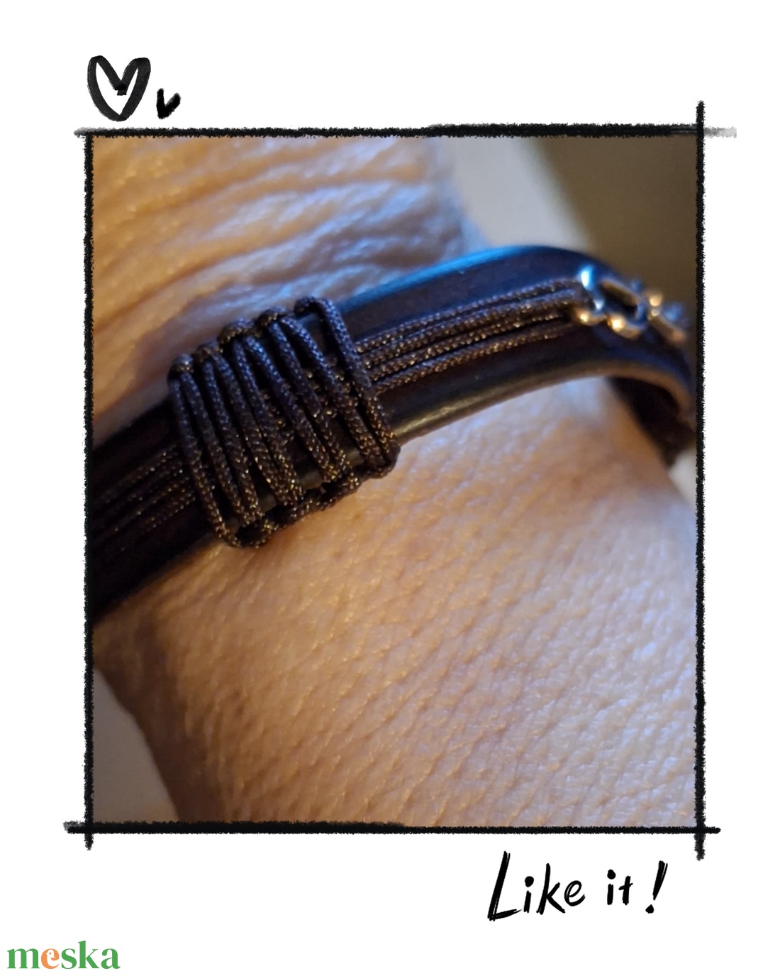 Bőrkarkötő végtelen szeretet medállal  - ékszer - karkötő - karkötő medállal - Meska.hu