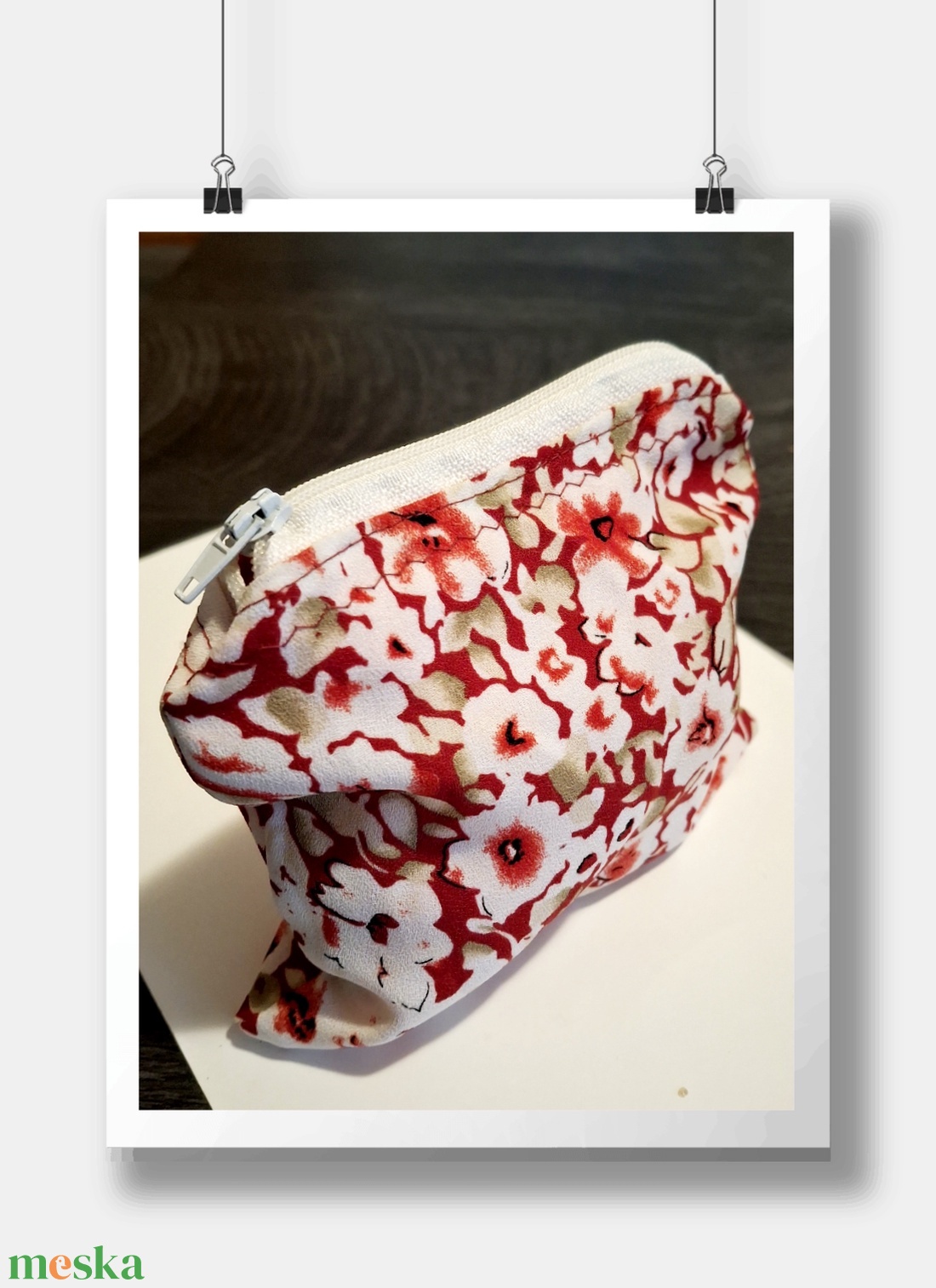 Piros virágmintás neszeszer  - táska & tok - pénztárca & más tok - zsebkendőtartó tok - Meska.hu